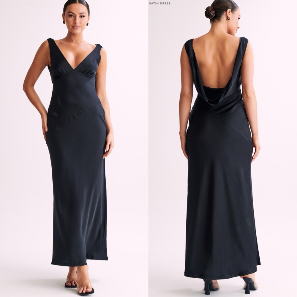 MESHKI Maxi Satin Dress With Back Cowl